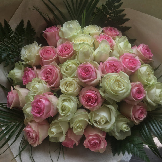 Sweet White and Pink Roses