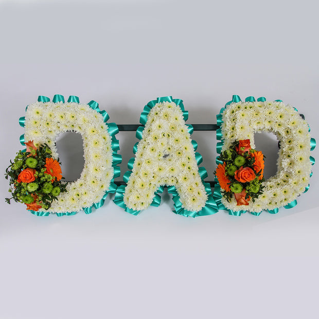 White Based Flower Letters With Colour Spray
