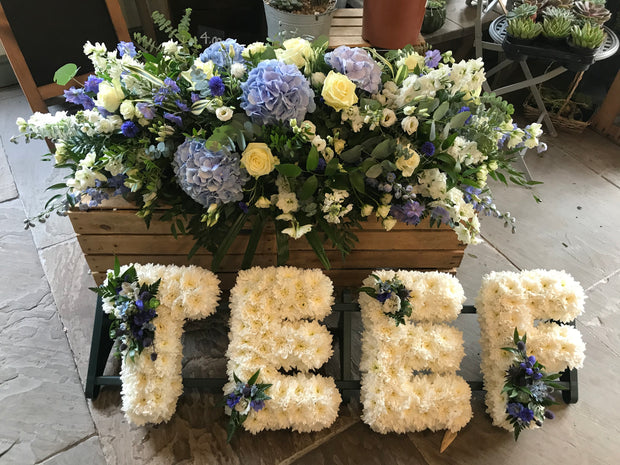 White Based Flower Letters With Colour Spray
